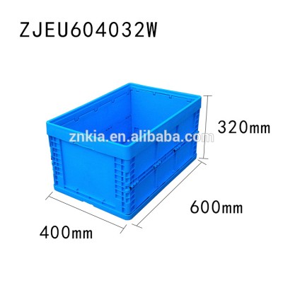 European standard 58L collapsible plastic storage box for warehouse use